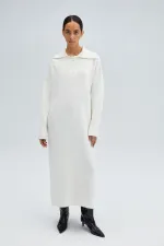 Polo collar knitted dress