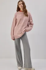 KNITTED TUNIC WITH FLOWER EMBROIDERY