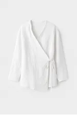 %100 KETEN KRUVAZE KİMONO