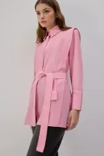 KUŞAKLI POPLİN GÖMLEK