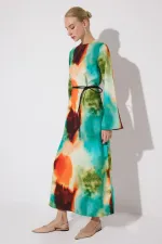 BATİK DESEN KREP ELBİSE