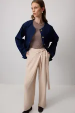 BUCKLE DETAIL WRAPPED PANTS