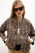 LEOPAR DESENLİ SATEN BOMBER CEKET