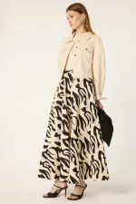 PATTERNED THIN GABARDINE SKIRT PATTERNED THIN GABARDINE SKIRT