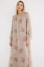 Robe longue doublée en mousseline