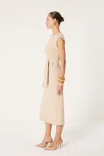 BAĞLAMALI KOLSUZ ELBİSE