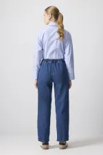 BELİ LASTİKLİ DENİM PANTOLON