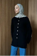 LONG CARDIGAN WITH GOLD BUTTONS