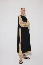 ROBE EN VISCOSE DE COULEURS CONTRASTÉES