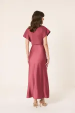 V-neck satin dress