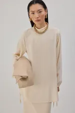 STAND COLLAR CREPE TUNIC