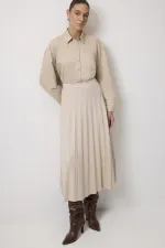 JUPE PLISSÉE EN DAIM