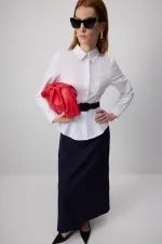 PİLE DETAYLI POPLİN ELBİSE