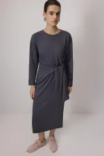 STEEL KNIT DRESS WITH TIE-UP