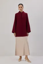 LONG COLLAR CREPE TUNIC