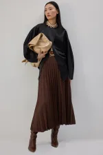 JUPE PLISSÉE EN DAIM