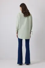 Tunique à col chemise et passepoil 100 % coton