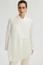 ASYMMETRICAL SHIRT WITH PLEATED DETAILS