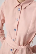 KUŞAKLI POPLİN GÖMLEK ELBİSE