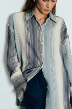 STRIPED COTTON BLEND OVERSIZE SHIRT