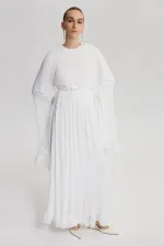 VOLANLI ŞİFON ELBİSE