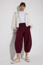 GABARDINE BALLOON PANTS WITH ELASTIC WAISTBAND