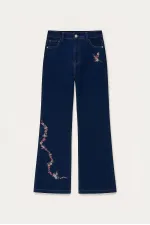 NAKIŞLI DENİM PANTOLON