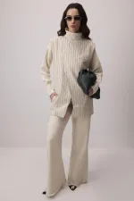 KETEN DOKULU ÇİZGİLİ YELEK