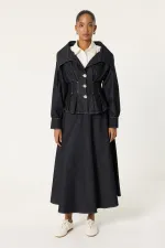 DENİM PİLELİ CEKET ETEK TAKIM