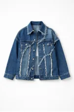 PÜSKÜLLÜ PARÇALI DENIM CEKET