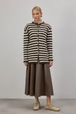 GOLD DÜĞMELİ ÇİZGİLİ UZUN HIRKA