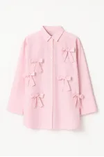 CHEMISE À RAYURES 100% COTON AVEC DÉTAIL DE NŒUD