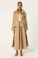 GATHERED WAIST CUPRA JACKET