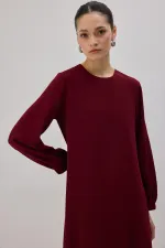 KONTRAST RENKLİ BÜZGÜLÜ ELBİSE