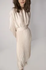 PİLELİ SATEN  ELBİSE