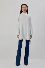 STAND COLLAR CREPE TUNIC