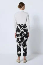 PATTERNED GABARDINE TROUSERS