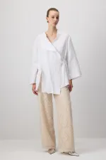 %100 KETEN KRUVAZE KİMONO