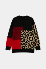 Pull tricoté à motif léopard