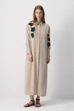 NAKIŞ DETAYLI GÖMLEK ELBİSE