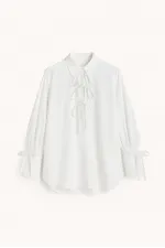 Tunique à col chemise et passepoil 100 % coton