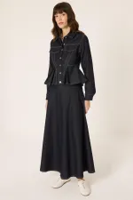 ENSEMBLE VESTE ET JUPE EN JEAN À PÉPLUME