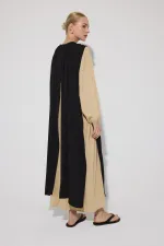 ROBE EN VISCOSE DE COULEURS CONTRASTÉES