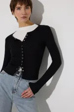 ÖNDEN ÇITÇITLI UZUN KOLLU BODY