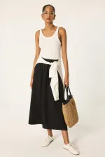 ELASTIC WAIST SKIRT WITH POCKETS