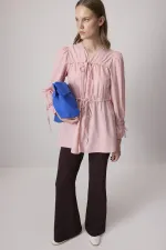 BÜZGÜ DETAYLI POPLİN KİMONO