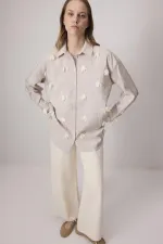 TULLE SHIRT WITH FLOWER EMBROIDERY