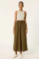 LONG SKIRT WITH ELASTIC WAISTBAND AND POCKETS
