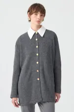 LONG CARDIGAN WITH GOLD BUTTONS