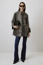 CHEMISE À MOTIFS 100% COTON À POIGNETS LARGES